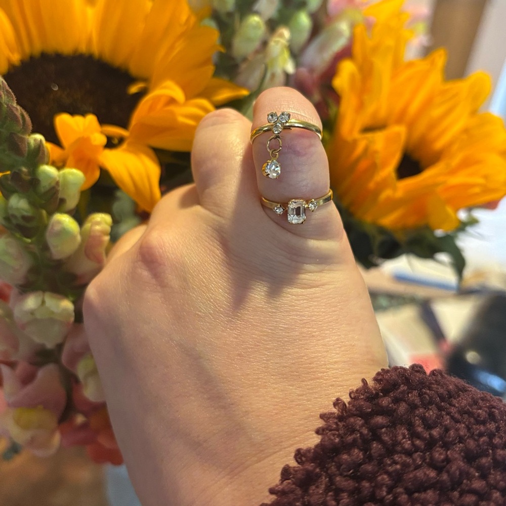 Vintage Gold Tone and Rhinestone Stacking Rings Bundle